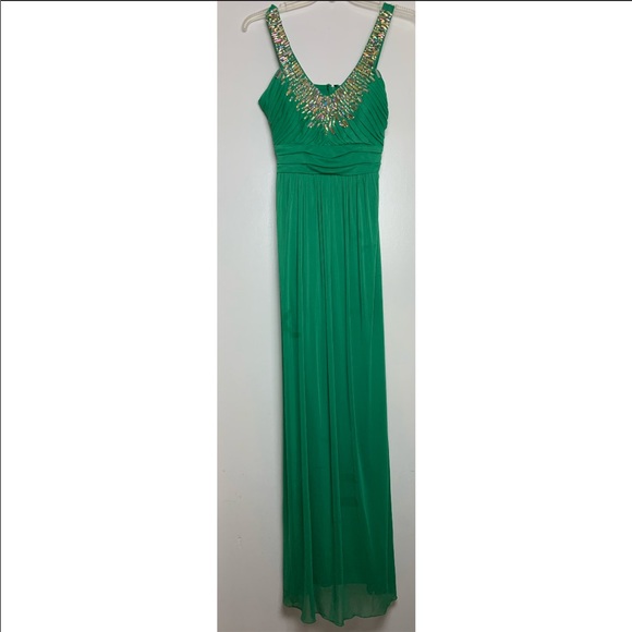 Long Green Bedazzled Prom/Evening Gown - Picture 3 of 8